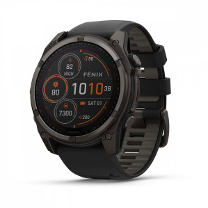 Умные часы Garmin Fenix 8 51mm Sapphire Solar Carbon Grey DLC Titanium с черным ремешком